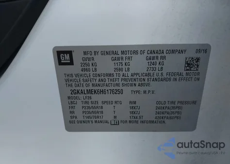 2017 GMC Terrain Sle-1 from USA, damaged, VIN 2GKALMEK6H6176250